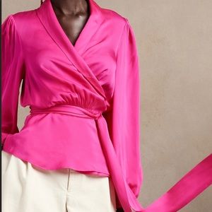 Gorgeous bright peony blouse from Banana Republic